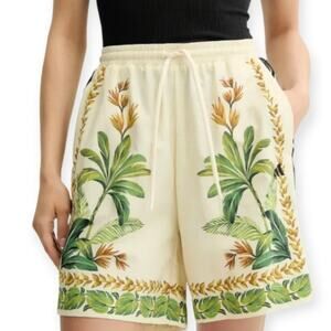 Farm Rio x Adidas Tropical Breeze Cream White High Waisted Elastic Short Size XS